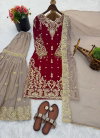 Sr 1699 Faux Georgette Embroidery Work Top With Sharara Dupatta Exporters In India